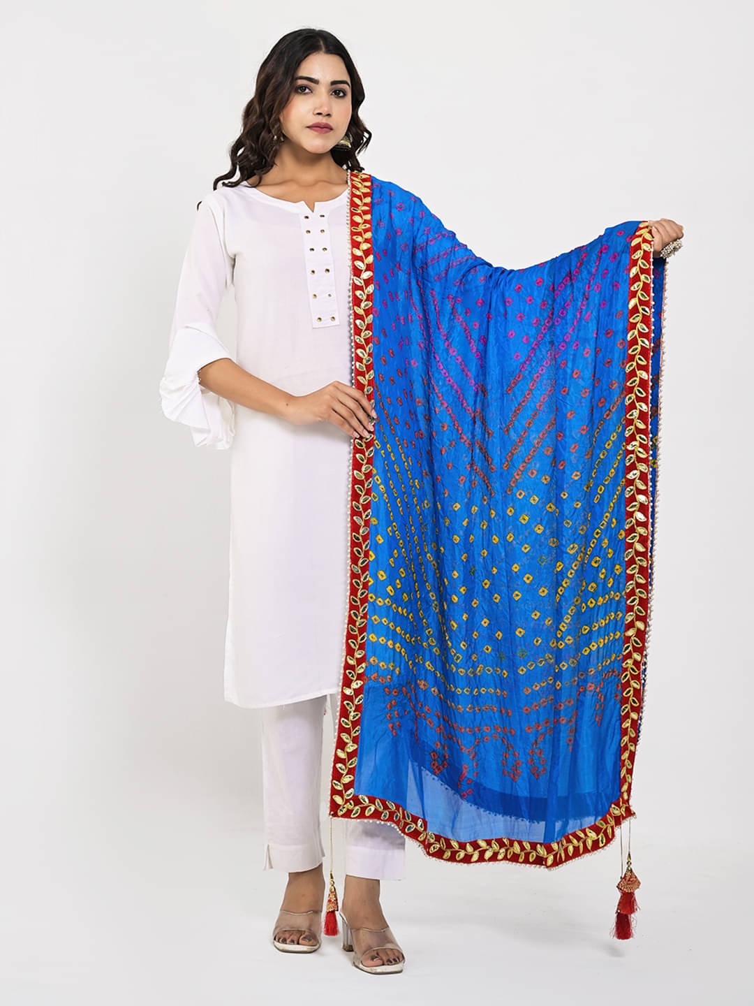     			Anjaneya Creations Blue Silk Women's Dupatta - ( Pack of 1 )