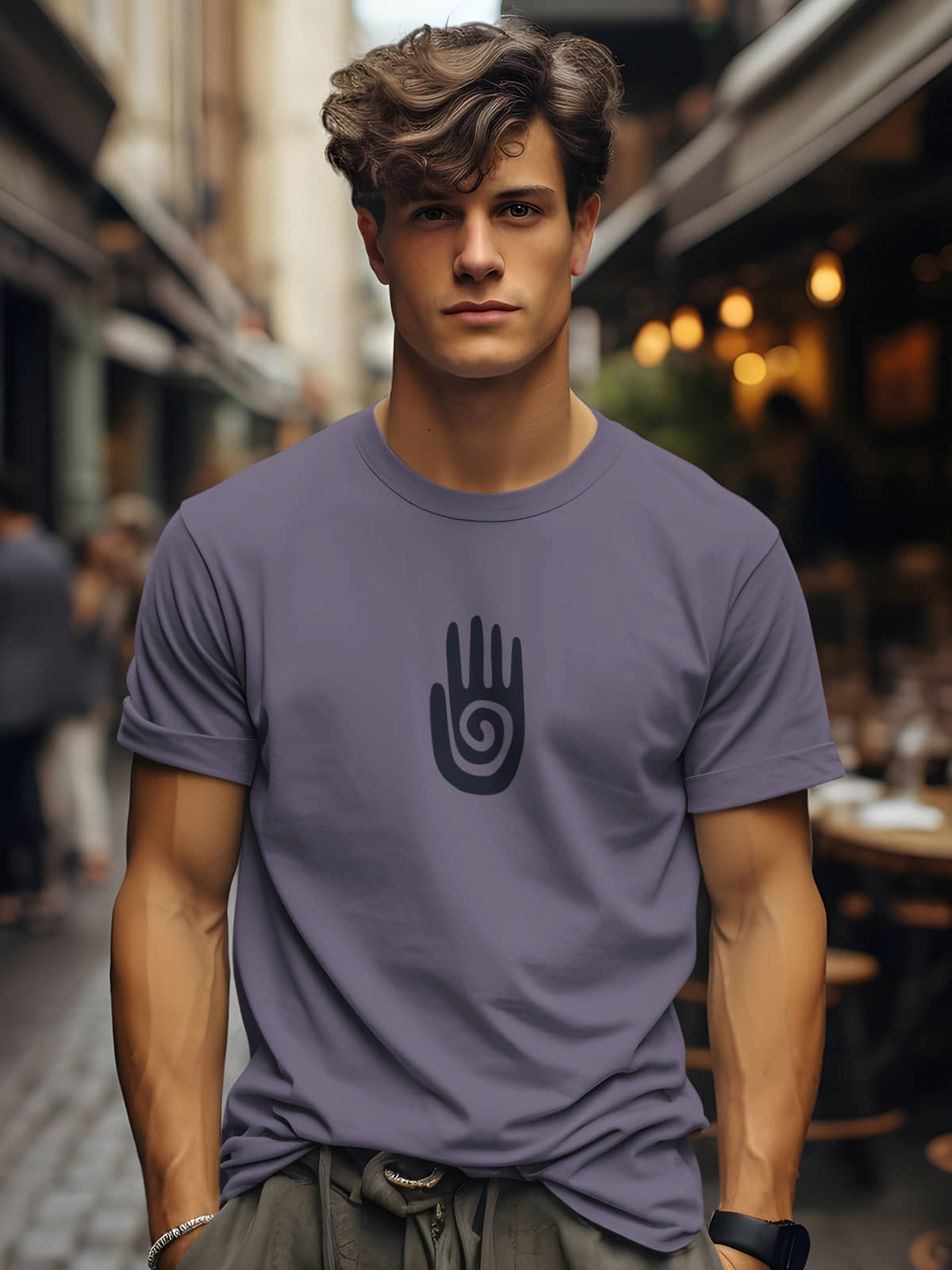 BULLMER Trendy Printed Cotton Blend Crew Neck_Round Neck Half Sleeve Regular Fit Tshirt for Men_Purple