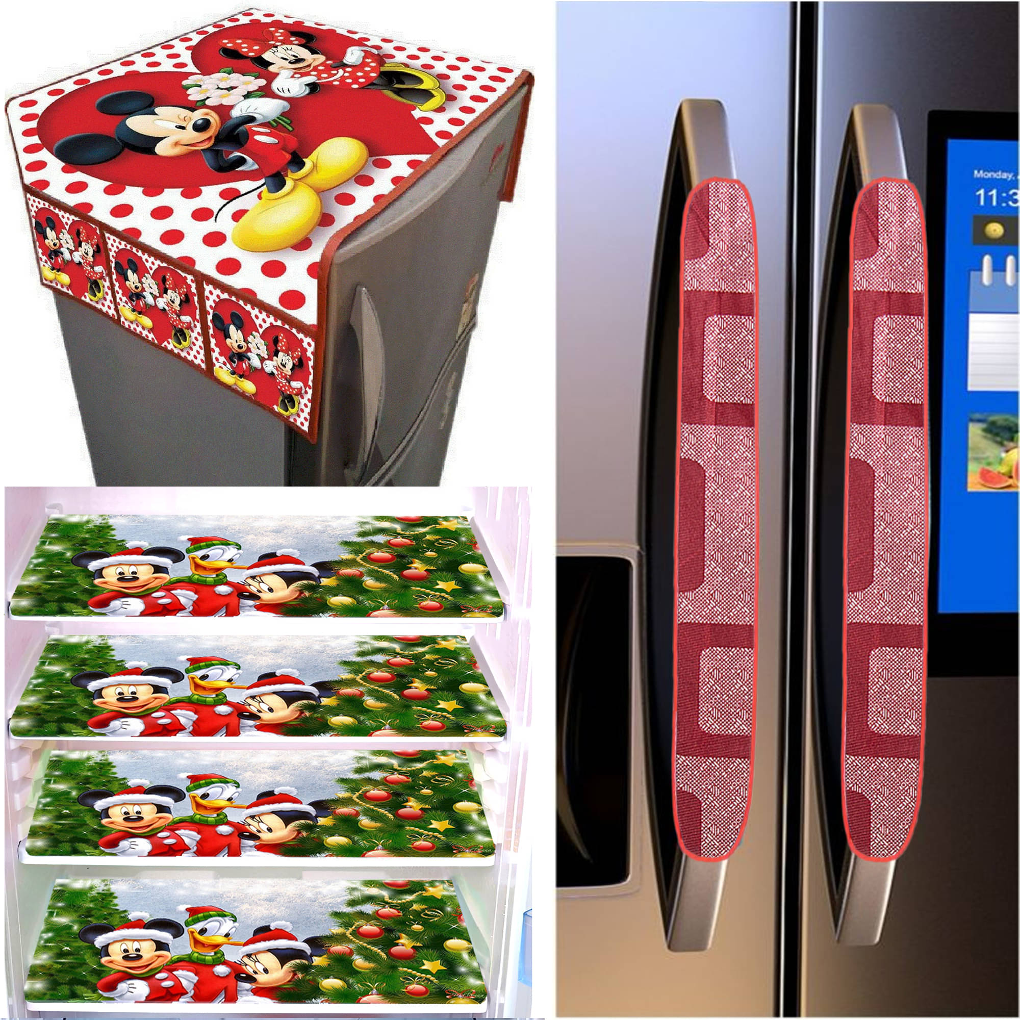 Crosmo Polyester Abstract Printed Fridge Mat & Cover ( 99 53 ) Pack of 7 - Red Crosmo Polyester Abstract Printed Fridge Mat & Cover ( 99 53 ) Pack of 7 - Red