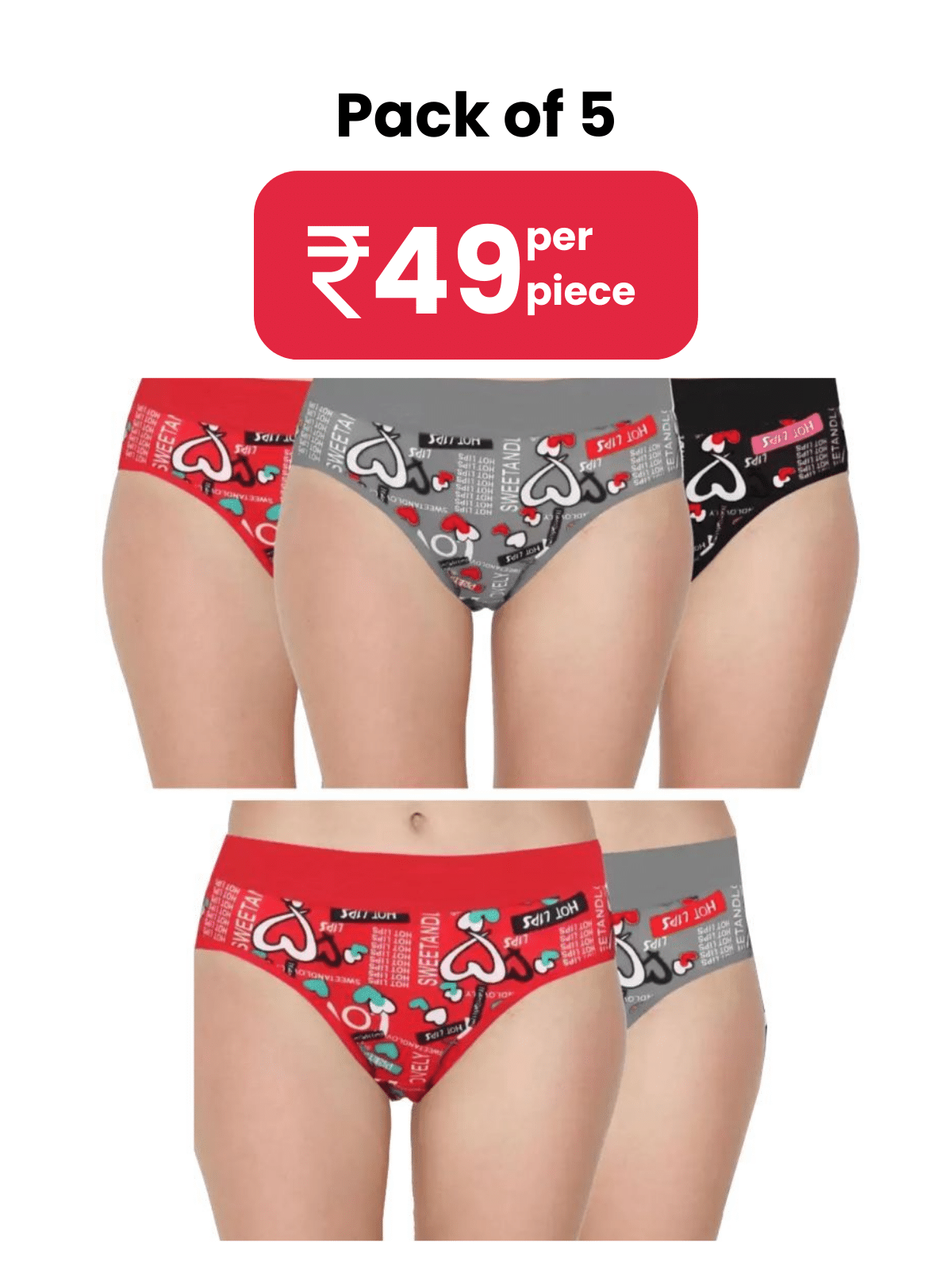     			DOOZIE LOVEPLUS Pack of 5 Cotton Printed Women's Hipster ( Multicolor )