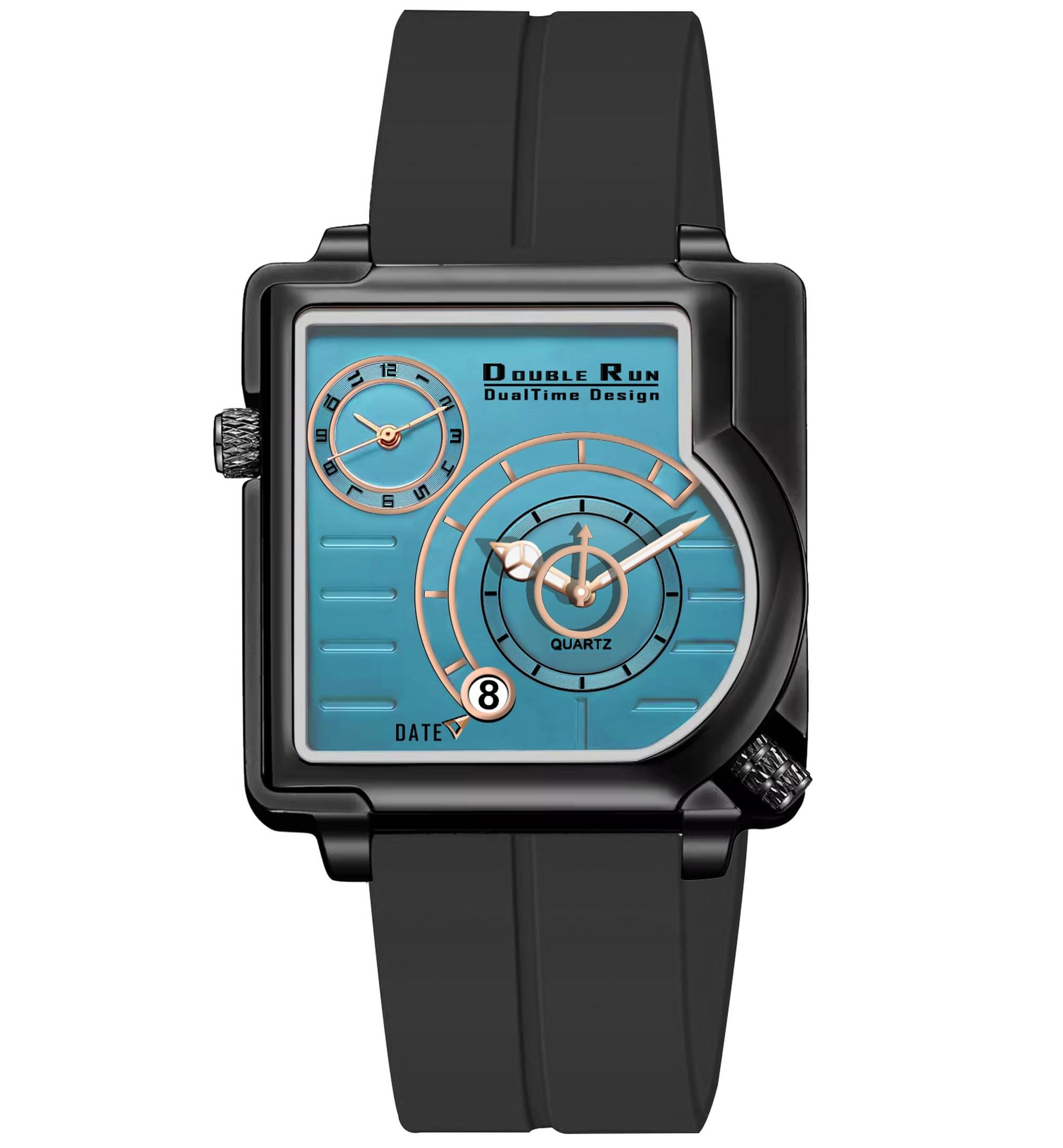     			DoubleRun Black Silicon Chronograph Men's Watch