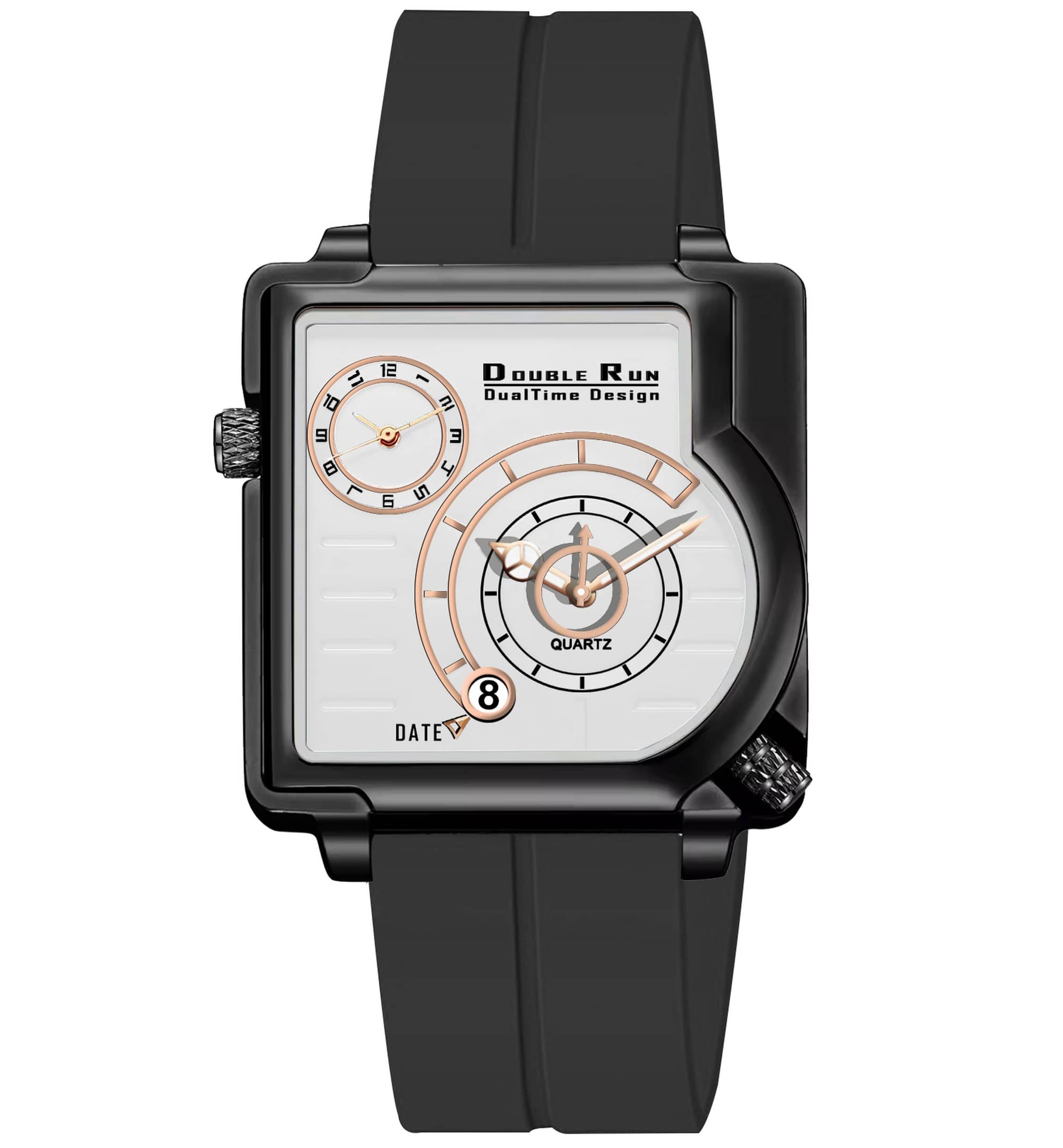 DoubleRun Black Silicon Chronograph Men's Watch