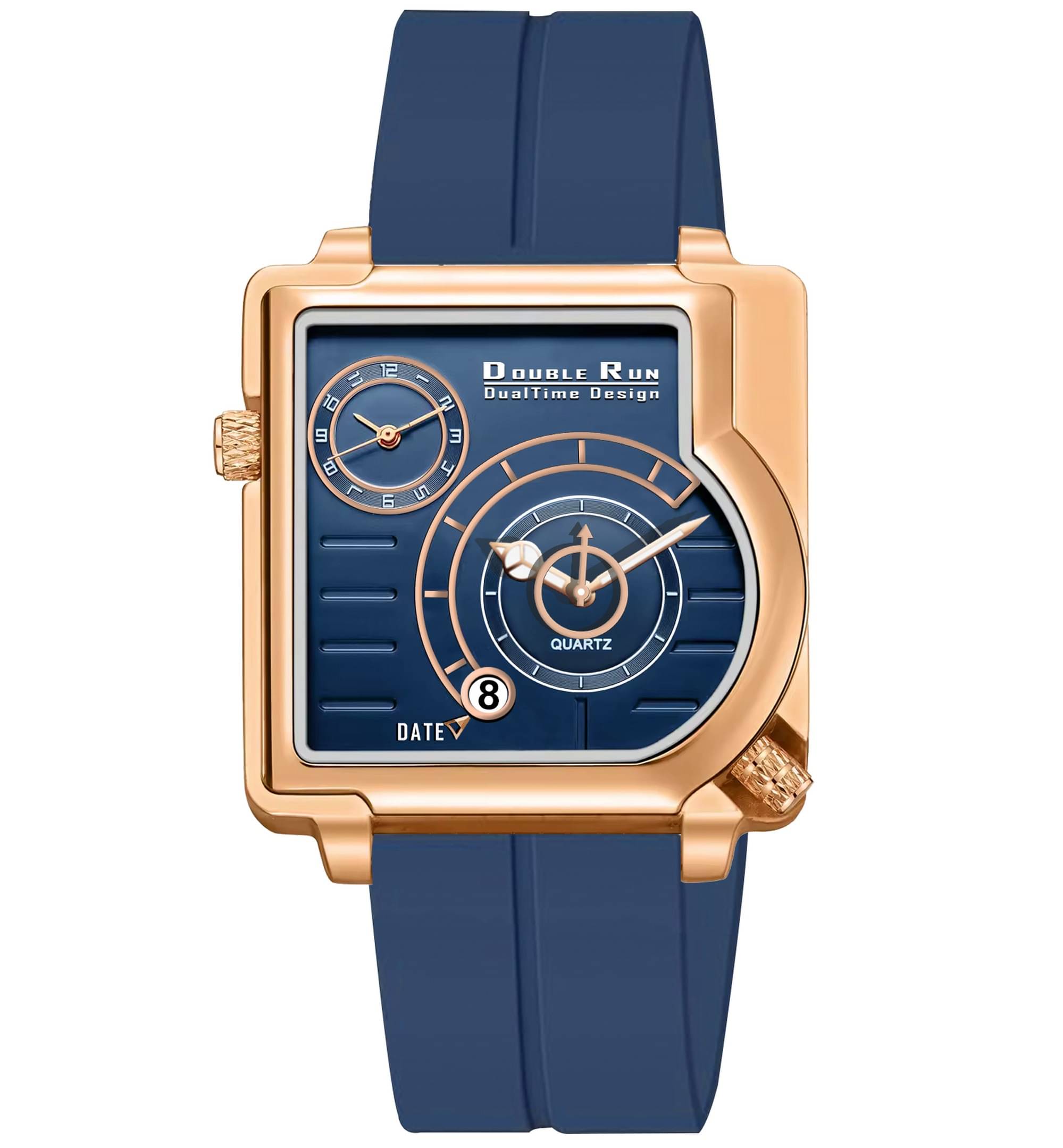     			DoubleRun Navy Blue Silicon Chronograph Men's Watch
