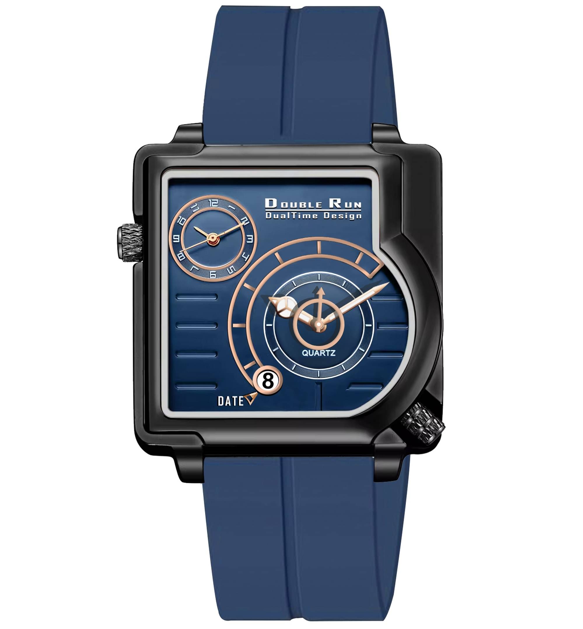     			DoubleRun Navy Blue Silicon Chronograph Men's Watch