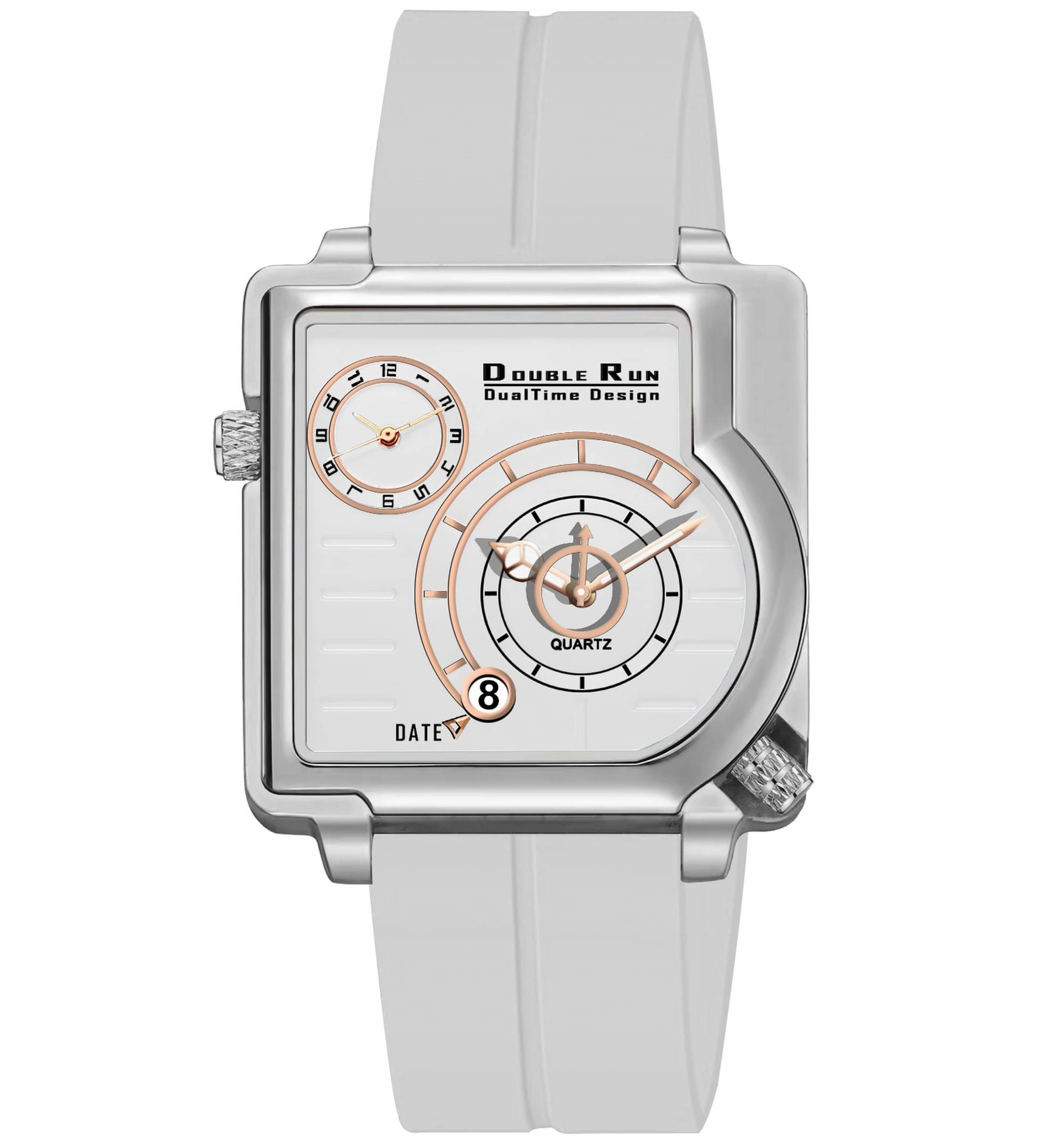    			DoubleRun White Silicon Chronograph Men's Watch