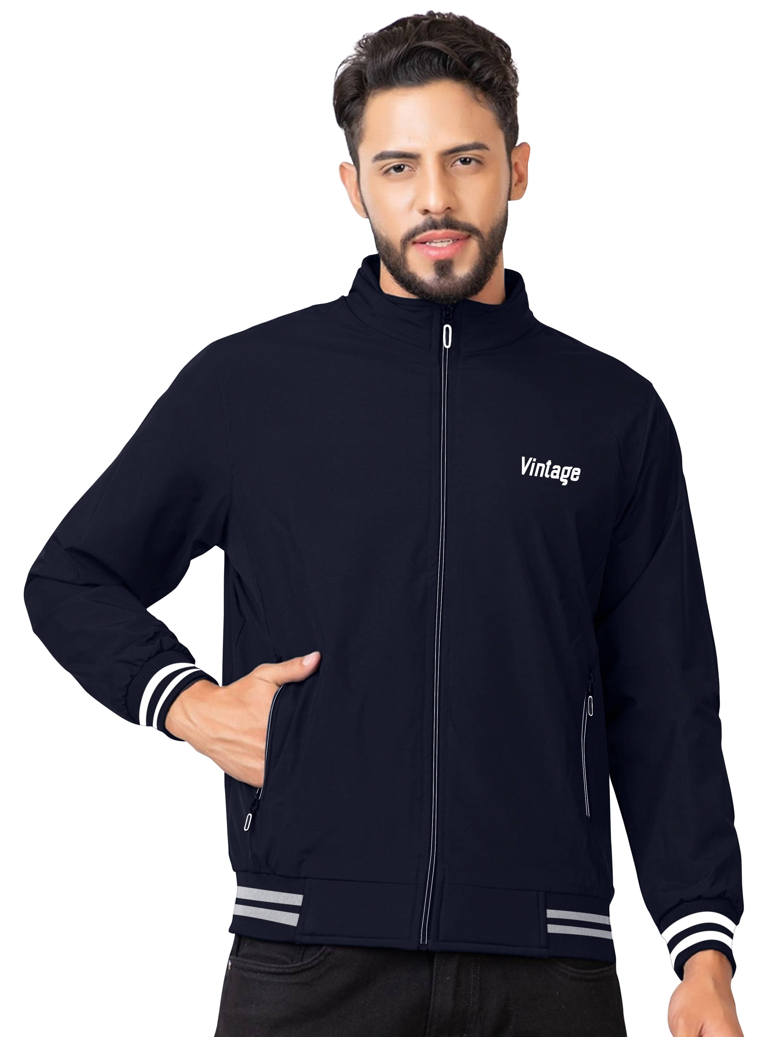     			FTX Polyester Men's Casual Jacket - Navy Blue ( Pack of 1 )