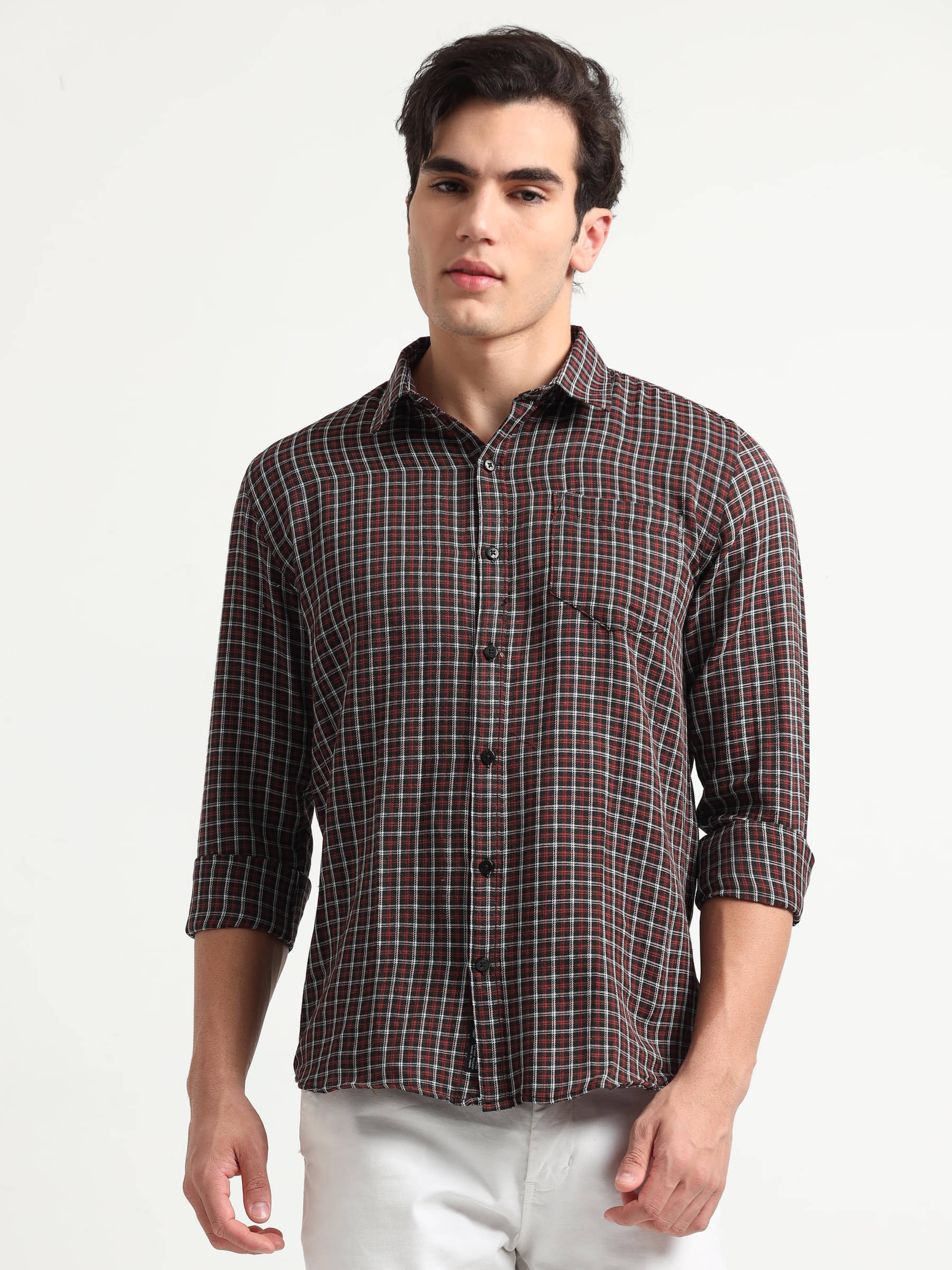     			HETIERS Cotton Blend Regular Fit Checks Full Sleeves Men's Casual Shirt - Multi ( Pack of 1 )