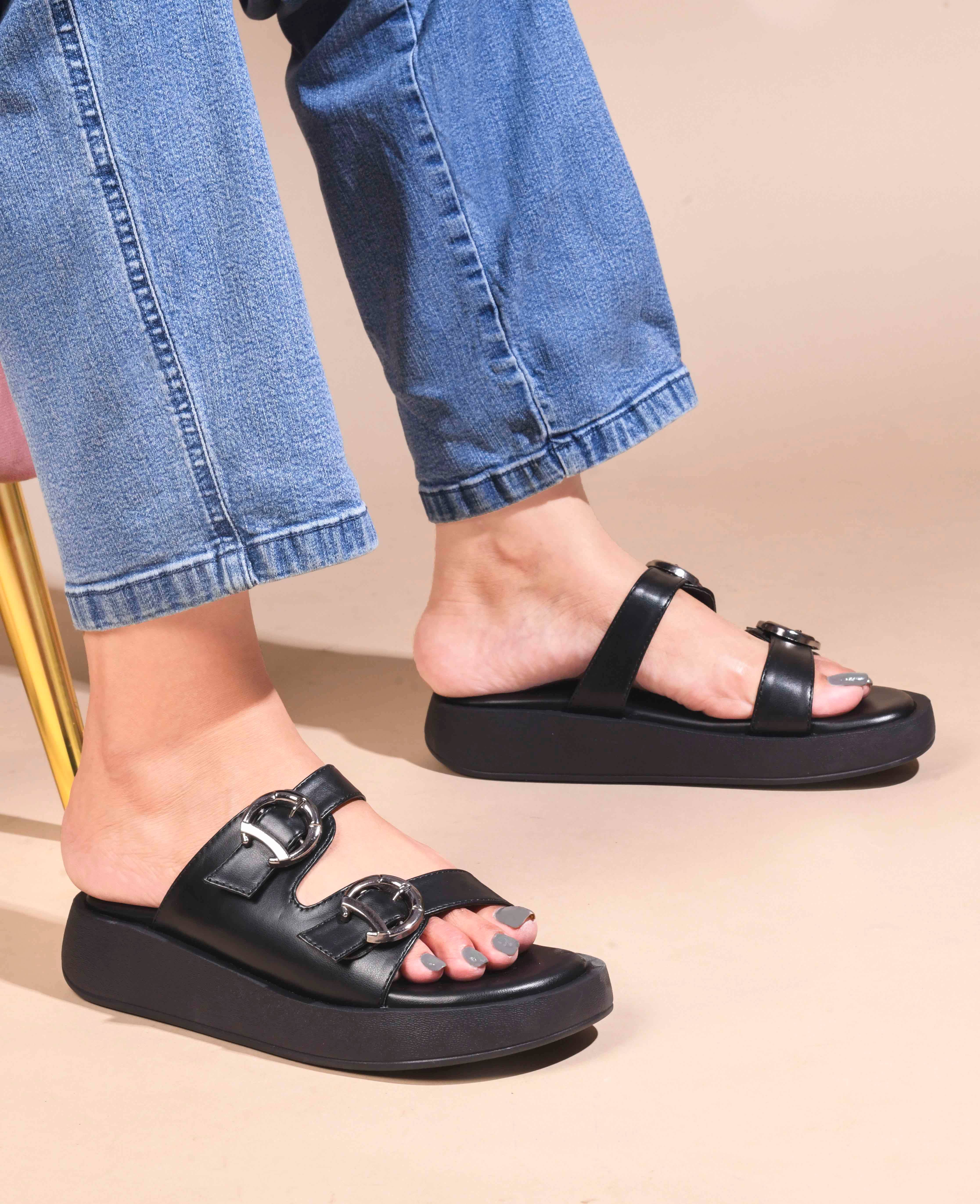 JM Looks Black Women's Slip On Heels     			JM Looks Black Women's Slip On Heels