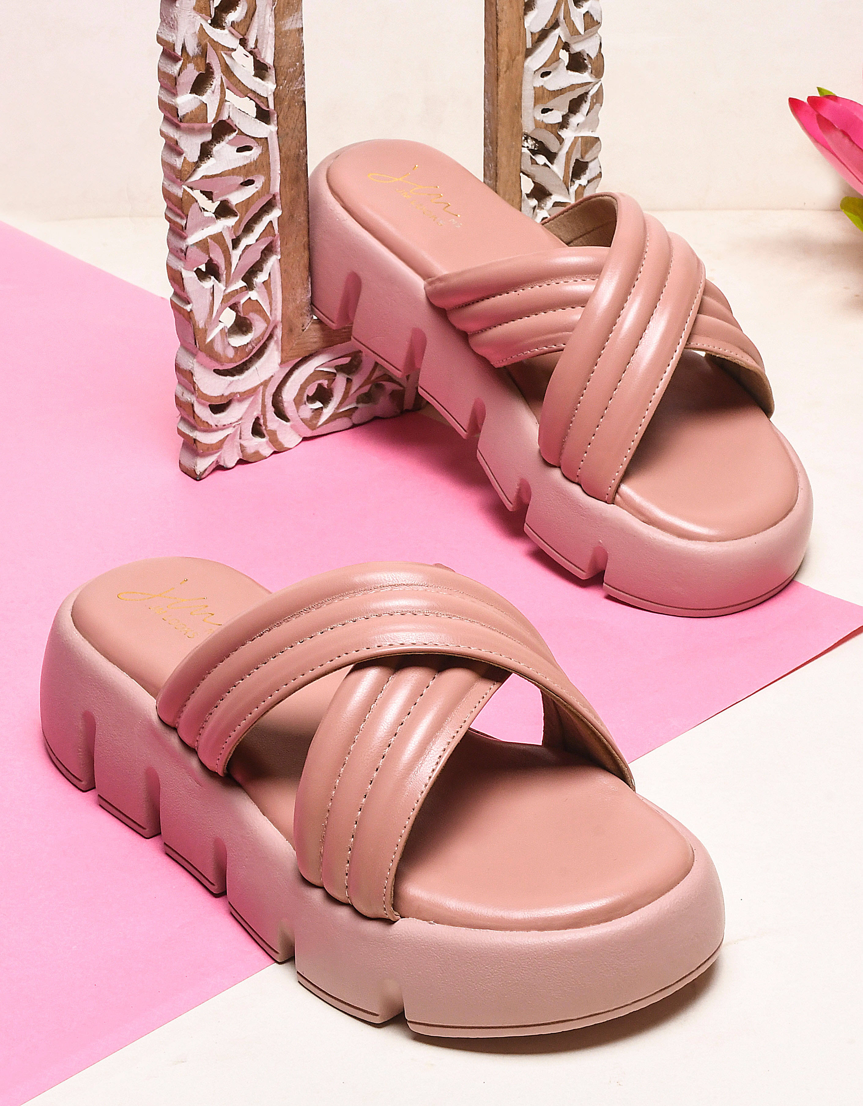 JM Looks Peach Women's Slip On Heels     			JM Looks Peach Women's Slip On Heels
