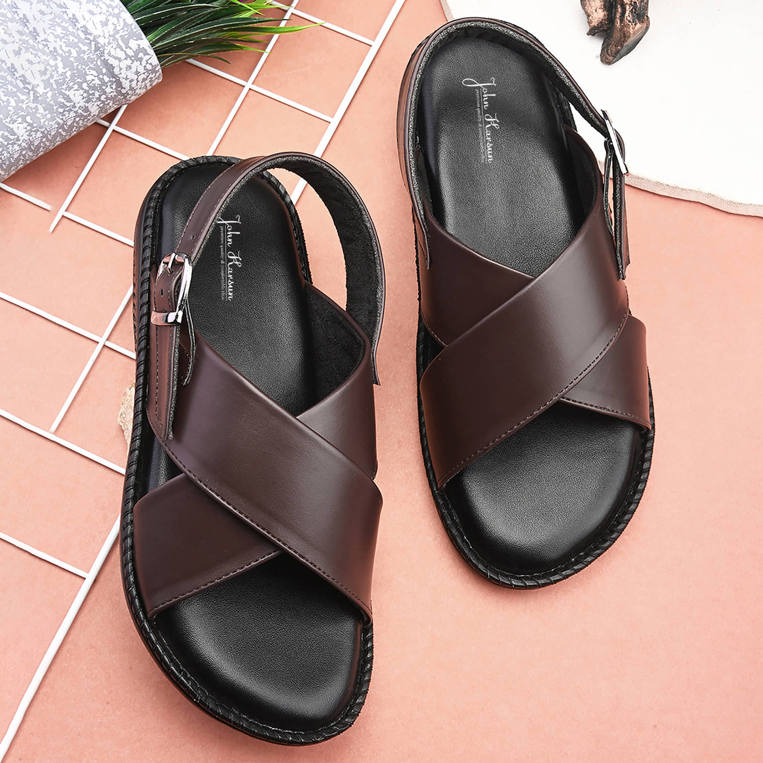     			John Karsun - Brown Men's Sandals