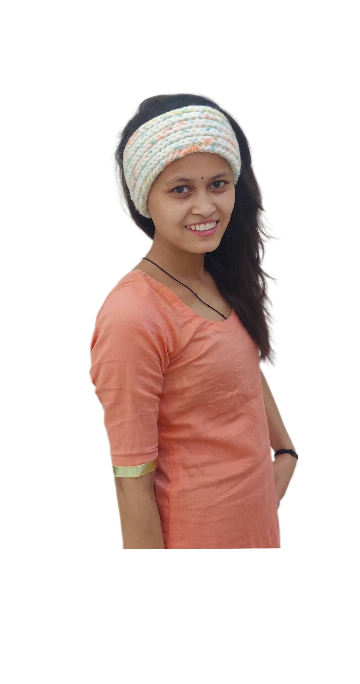     			KC Store Multicolor,White Woollen Women's Headwrap ( Pack of 1 )