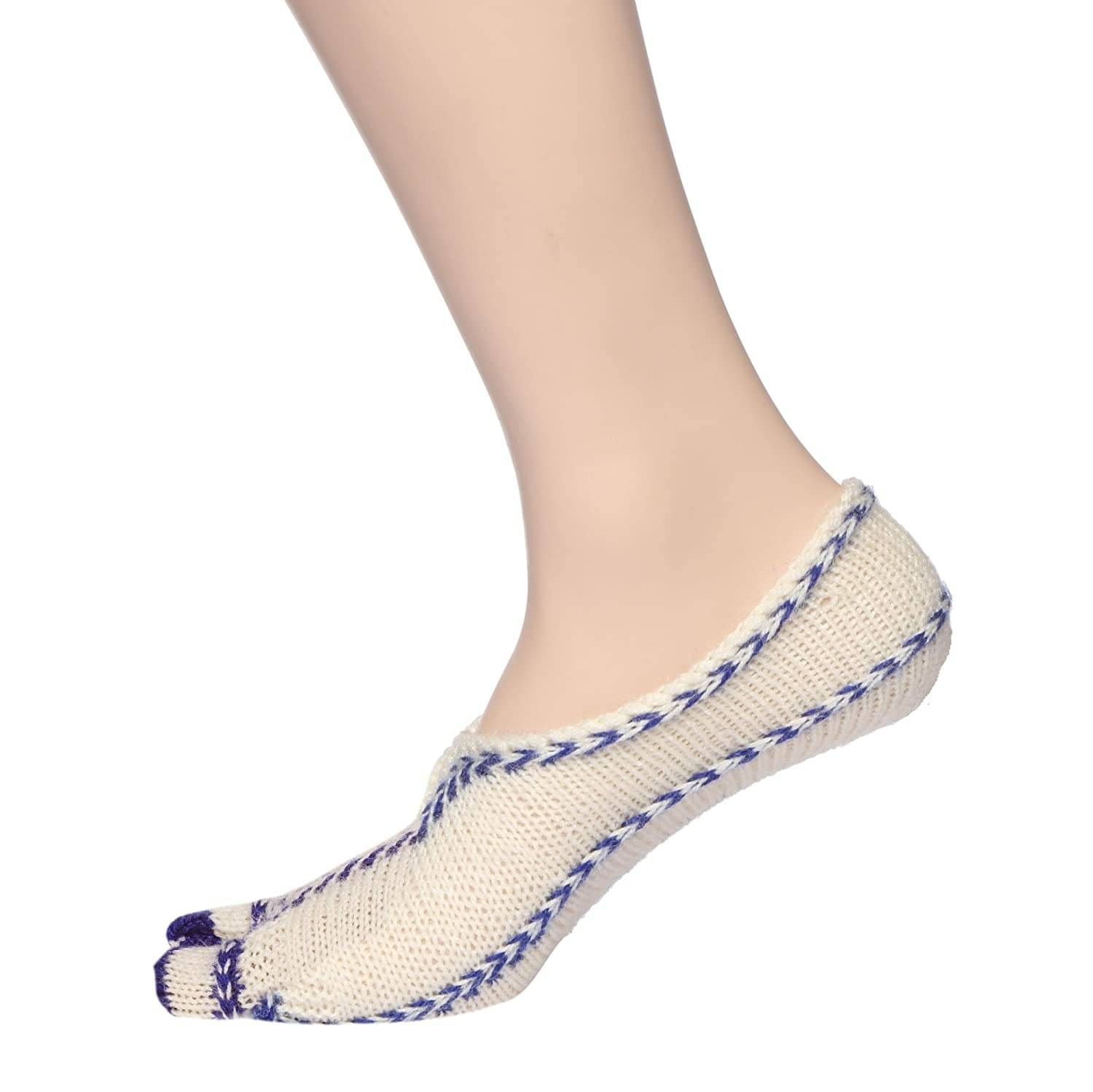     			KC Store Pack of 1 Woollen Women's Striped Footies ( Blue )