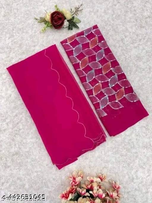     			Kalpana Creation Georgette Solid Saree With Unstitched Blouse Piece ( Multicolor )