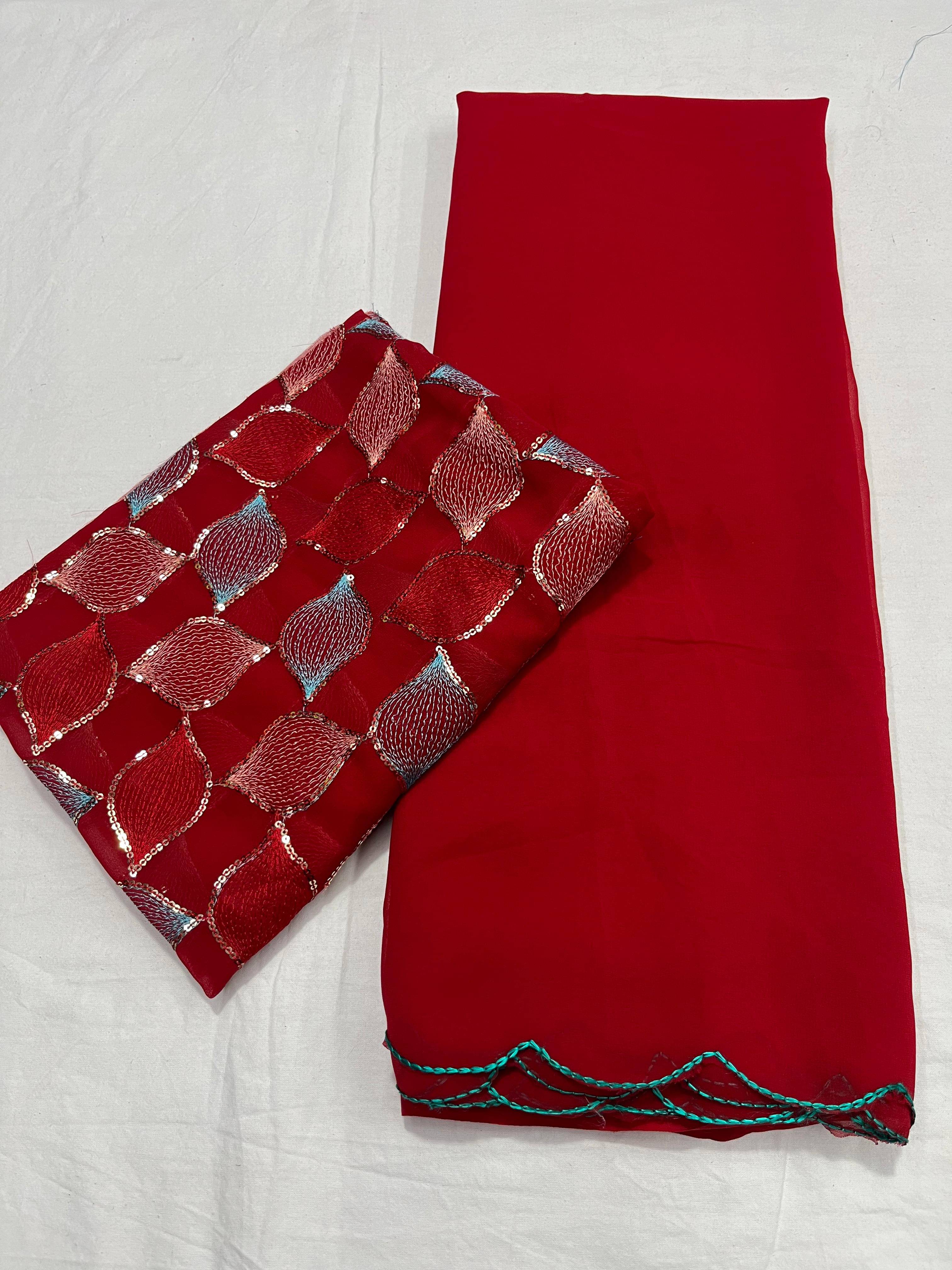 Kalpana Creation Georgette Solid Saree With Unstitched Blouse Piece ( Multicolor ) Kalpana Creation Georgette Solid Saree With Unstitched Blouse Piece ( Multicolor )