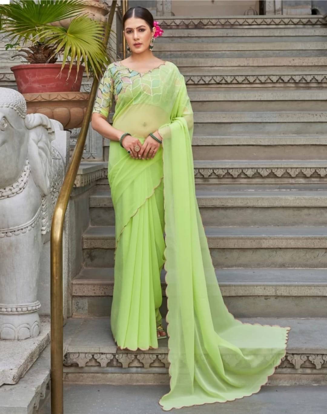 Kalpana Creation Georgette Solid Saree With Unstitched Blouse Piece ( Multicolor ) Kalpana Creation Georgette Solid Saree With Unstitched Blouse Piece ( Multicolor )