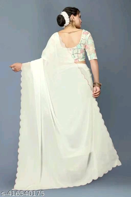     			Kalpana Creation Georgette Solid Saree With Unstitched Blouse Piece ( Multicolor )