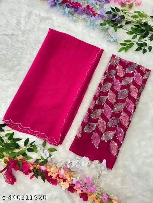 Kalpana Creation Georgette Solid Saree With Unstitched Blouse Piece ( Multicolor ) Kalpana Creation Georgette Solid Saree With Unstitched Blouse Piece ( Multicolor )