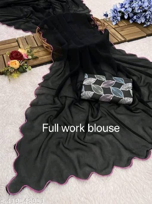 Kalpana Creation Georgette Solid Saree With Unstitched Blouse Piece ( Multicolor ) Kalpana Creation Georgette Solid Saree With Unstitched Blouse Piece ( Multicolor )