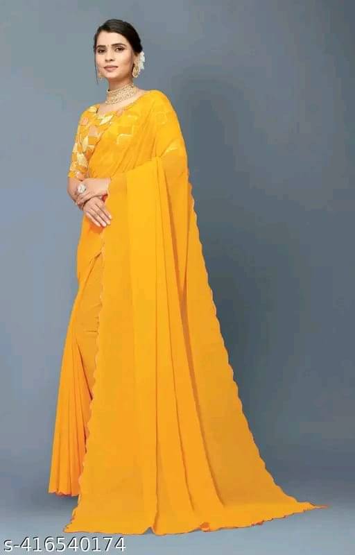 Kalpana Creation Georgette Solid Saree With Unstitched Blouse Piece ( Multicolor ) Kalpana Creation Georgette Solid Saree With Unstitched Blouse Piece ( Multicolor )