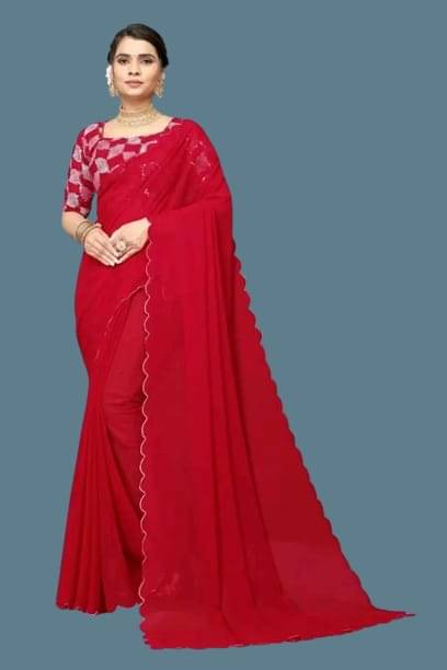 Kalpana Creation Georgette Solid Saree With Unstitched Blouse Piece ( Multicolor ) Kalpana Creation Georgette Solid Saree With Unstitched Blouse Piece ( Multicolor )