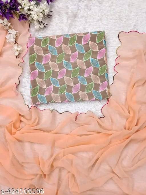 Kalpana Creation Georgette Solid Saree With Unstitched Blouse Piece ( Multicolor ) Kalpana Creation Georgette Solid Saree With Unstitched Blouse Piece ( Multicolor )
