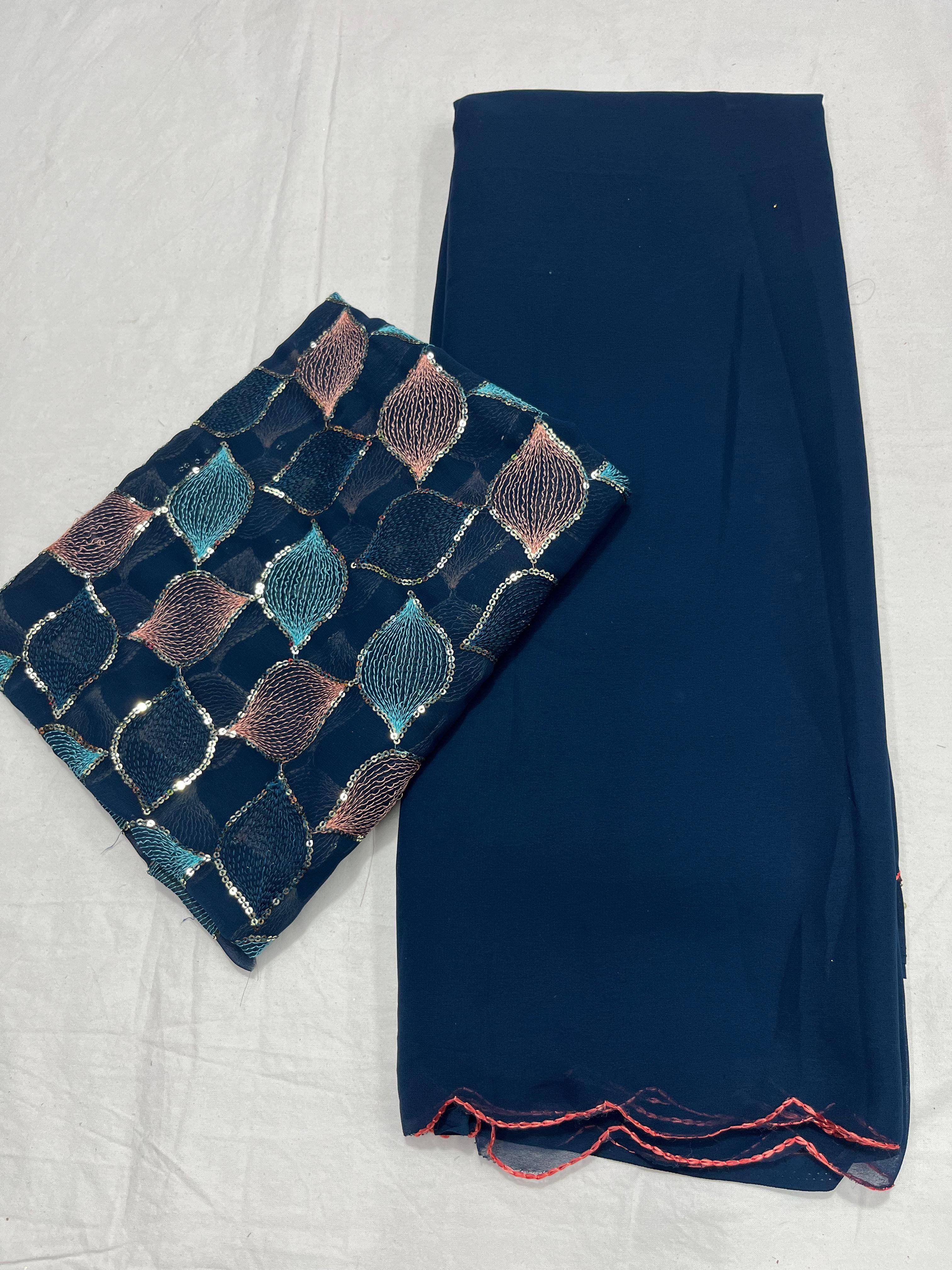     			Kalpana Creation Georgette Solid Saree With Unstitched Blouse Piece ( Multicolor )