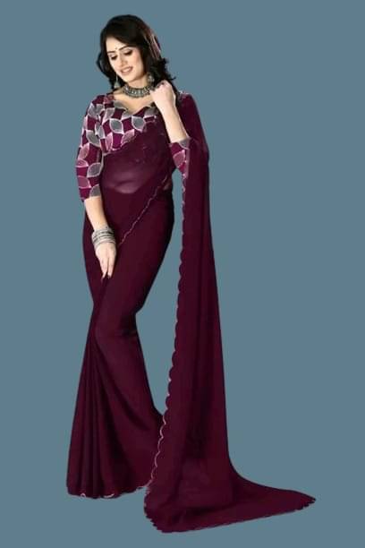 Kalpana Creation Georgette Solid Saree With Unstitched Blouse Piece ( Multicolor ) Kalpana Creation Georgette Solid Saree With Unstitched Blouse Piece ( Multicolor )