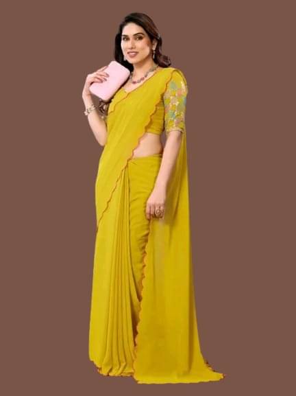 Kalpana Creation Georgette Solid Saree With Unstitched Blouse Piece ( Multicolor ) Kalpana Creation Georgette Solid Saree With Unstitched Blouse Piece ( Multicolor )
