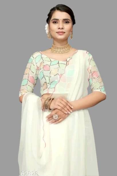     			Kalpana Creation Georgette Solid Saree With Unstitched Blouse Piece ( Multicolor )