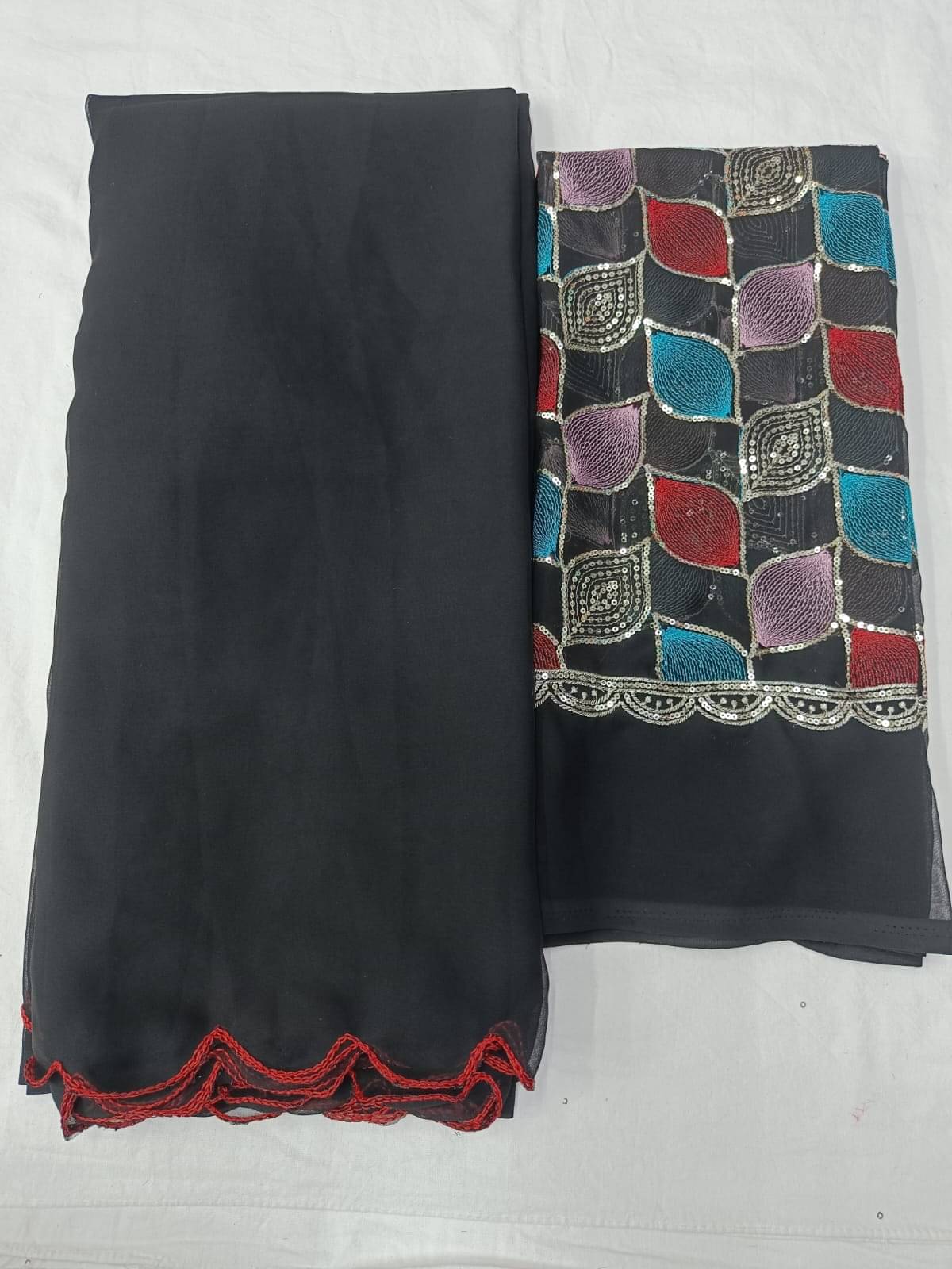 Kalpana Creation Georgette Solid Saree With Unstitched Blouse Piece ( Multicolor ) Kalpana Creation Georgette Solid Saree With Unstitched Blouse Piece ( Multicolor )