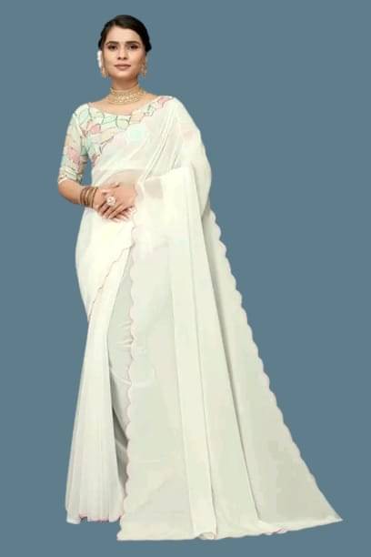     			Kalpana Creation Georgette Solid Saree With Unstitched Blouse Piece ( Multicolor )