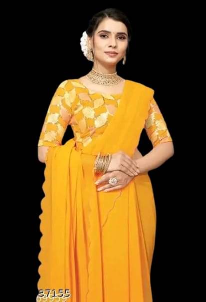 Kalpana Creation Georgette Solid Saree With Unstitched Blouse Piece ( Multicolor ) Kalpana Creation Georgette Solid Saree With Unstitched Blouse Piece ( Multicolor )