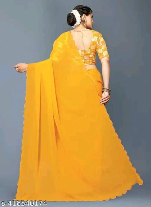 Kalpana Creation Georgette Solid Saree With Unstitched Blouse Piece ( Multicolor ) Kalpana Creation Georgette Solid Saree With Unstitched Blouse Piece ( Multicolor )