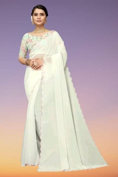 Kalpana Creation Georgette Solid Saree With Unstitched Blouse Piece ( Multicolor ) Kalpana Creation Georgette Solid Saree With Unstitched Blouse Piece ( Multicolor )