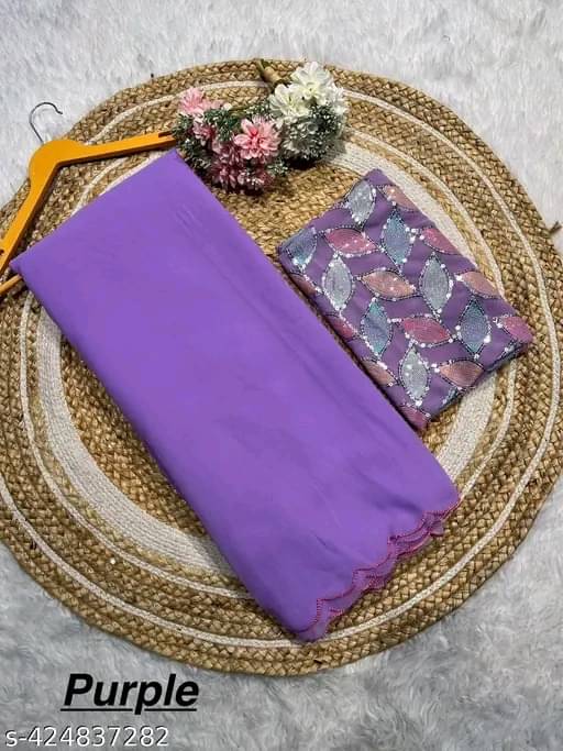    			Kalpana Creation Georgette Solid Saree With Unstitched Blouse Piece ( Multicolor )