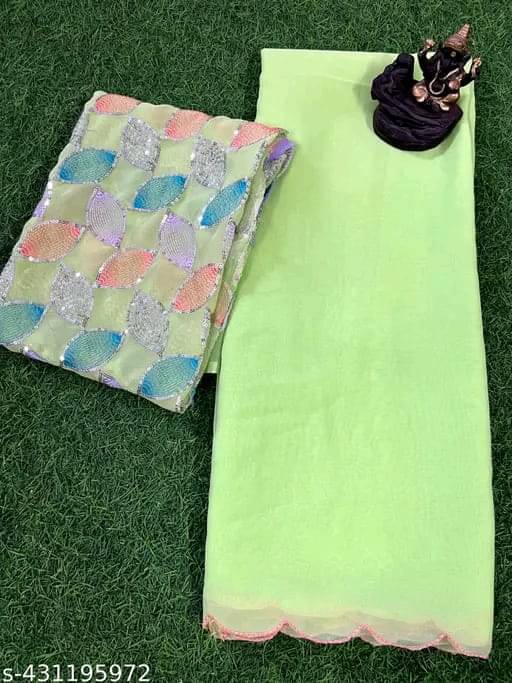 Kalpana Creation Georgette Solid Saree With Unstitched Blouse Piece ( Multicolor ) Kalpana Creation Georgette Solid Saree With Unstitched Blouse Piece ( Multicolor )