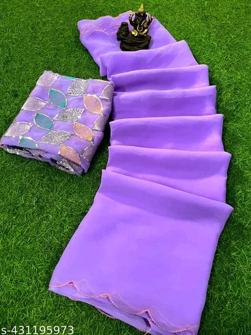 Kalpana Creation Georgette Solid Saree With Unstitched Blouse Piece ( Multicolor ) Kalpana Creation Georgette Solid Saree With Unstitched Blouse Piece ( Multicolor )