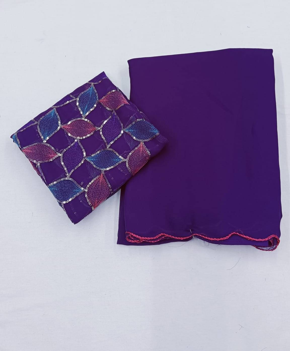 Kalpana Creation Georgette Solid Saree With Unstitched Blouse Piece ( Multicolor ) Kalpana Creation Georgette Solid Saree With Unstitched Blouse Piece ( Multicolor )