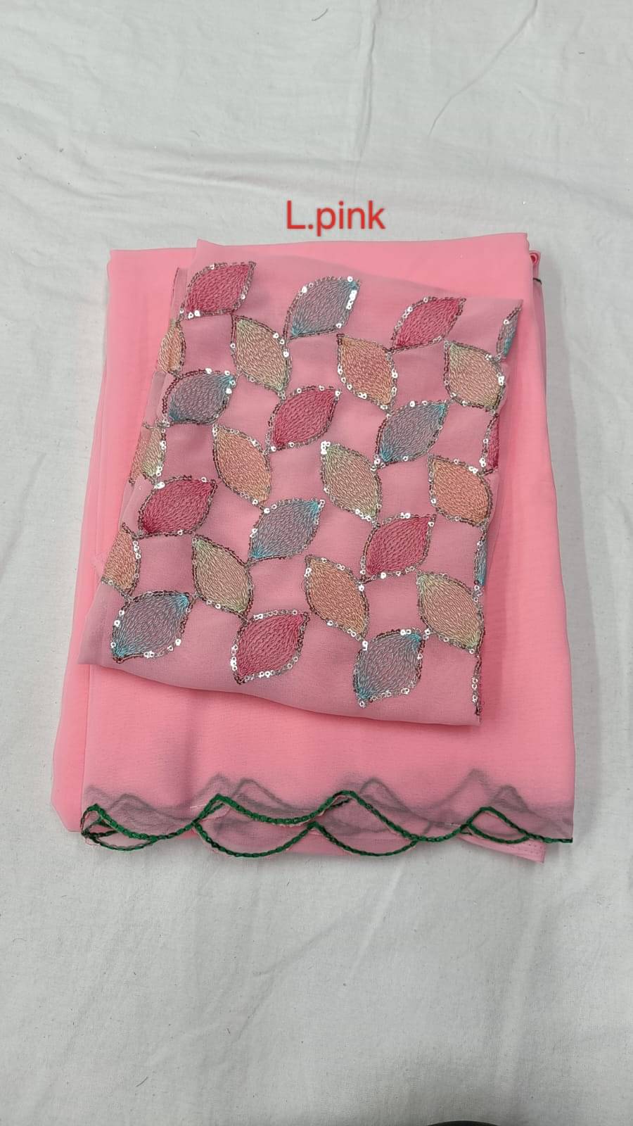 Kalpana Creation Georgette Solid Saree With Unstitched Blouse Piece ( Multicolor )     			Kalpana Creation Georgette Solid Saree With Unstitched Blouse Piece ( Multicolor )