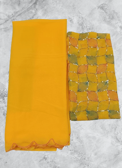 Kalpana Creation Georgette Solid Saree With Unstitched Blouse Piece ( Multicolor ) Kalpana Creation Georgette Solid Saree With Unstitched Blouse Piece ( Multicolor )