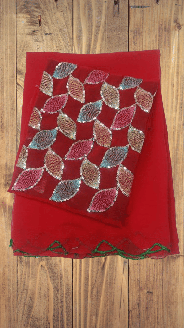 Kalpana Creation Georgette Solid Saree With Unstitched Blouse Piece ( Multicolor ) Kalpana Creation Georgette Solid Saree With Unstitched Blouse Piece ( Multicolor )