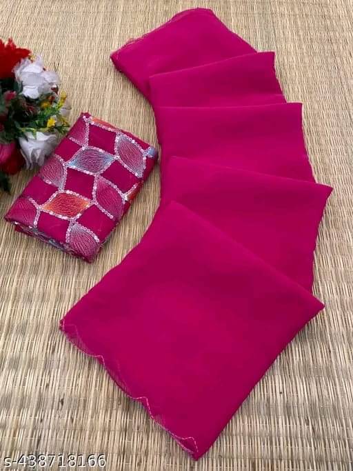 Kalpana Creation Georgette Solid Saree With Unstitched Blouse Piece ( Multicolor ) Kalpana Creation Georgette Solid Saree With Unstitched Blouse Piece ( Multicolor )