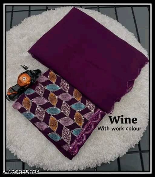 Kalpana Creation Georgette Solid Saree With Unstitched Blouse Piece ( Multicolor ) Kalpana Creation Georgette Solid Saree With Unstitched Blouse Piece ( Multicolor )