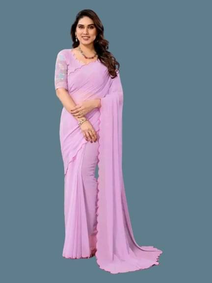 Kalpana Creation Georgette Solid Saree With Unstitched Blouse Piece ( Multicolor ) Kalpana Creation Georgette Solid Saree With Unstitched Blouse Piece ( Multicolor )