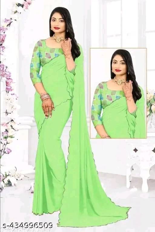 Kalpana Creation Georgette Solid Saree With Unstitched Blouse Piece ( Multicolor ) Kalpana Creation Georgette Solid Saree With Unstitched Blouse Piece ( Multicolor )