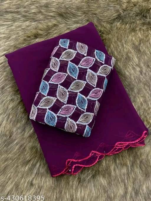 Kalpana Creation Georgette Solid Saree With Unstitched Blouse Piece ( Multicolor ) Kalpana Creation Georgette Solid Saree With Unstitched Blouse Piece ( Multicolor )