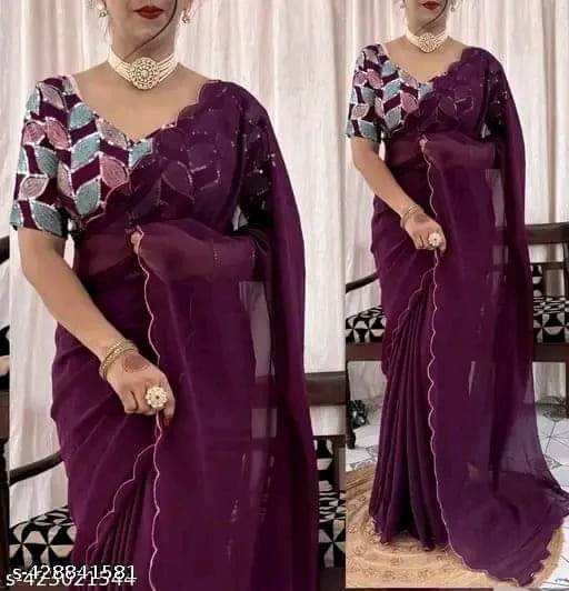Kalpana Creation Georgette Solid Saree With Unstitched Blouse Piece ( Multicolor ) Kalpana Creation Georgette Solid Saree With Unstitched Blouse Piece ( Multicolor )