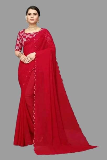 Kalpana Creation Georgette Solid Saree With Unstitched Blouse Piece ( Multicolor ) Kalpana Creation Georgette Solid Saree With Unstitched Blouse Piece ( Multicolor )