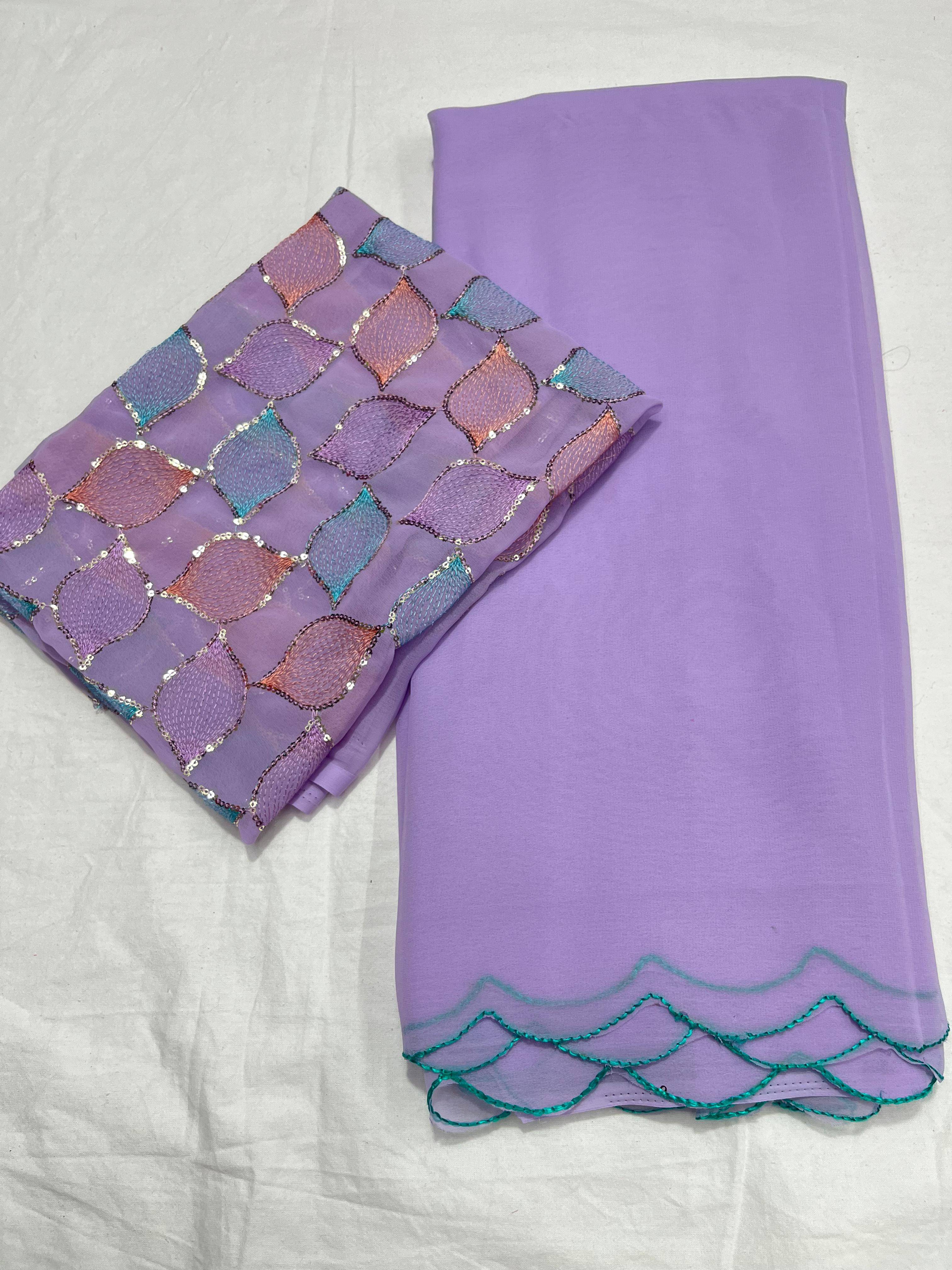     			Kalpana Creation Georgette Solid Saree With Unstitched Blouse Piece ( Multicolor )