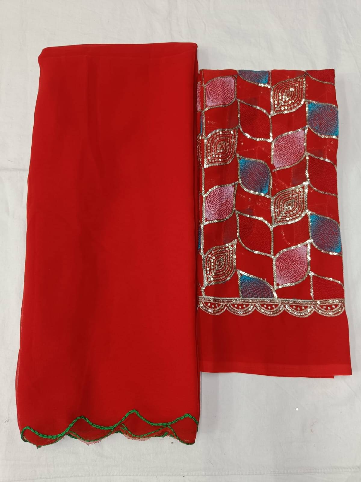     			Kalpana Creation Georgette Solid Saree With Unstitched Blouse Piece ( Multicolor )